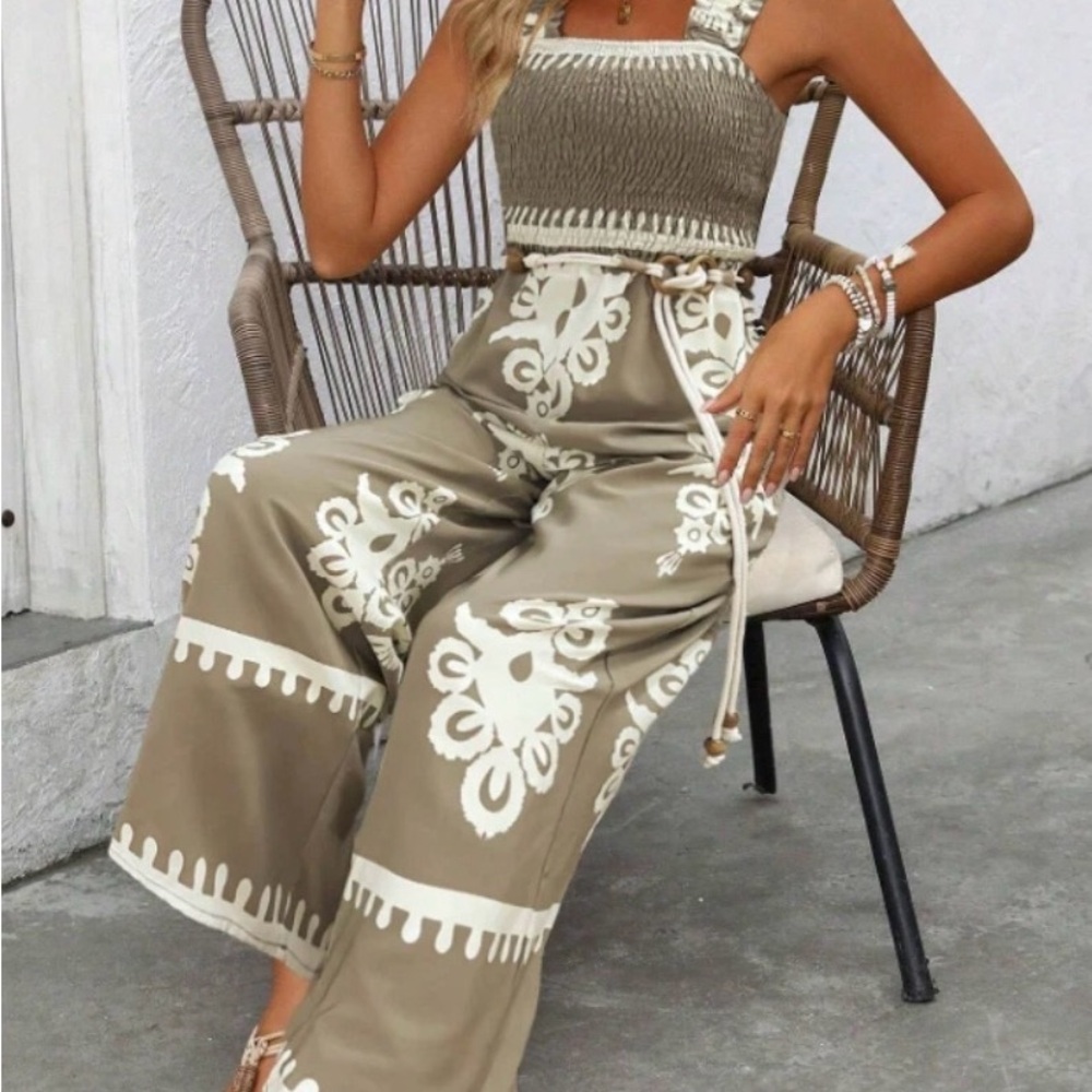 Breezaya Women's Sleeveless Printed Wide Leg Jumpsuit size Small (tall) - Picture 4 of 4